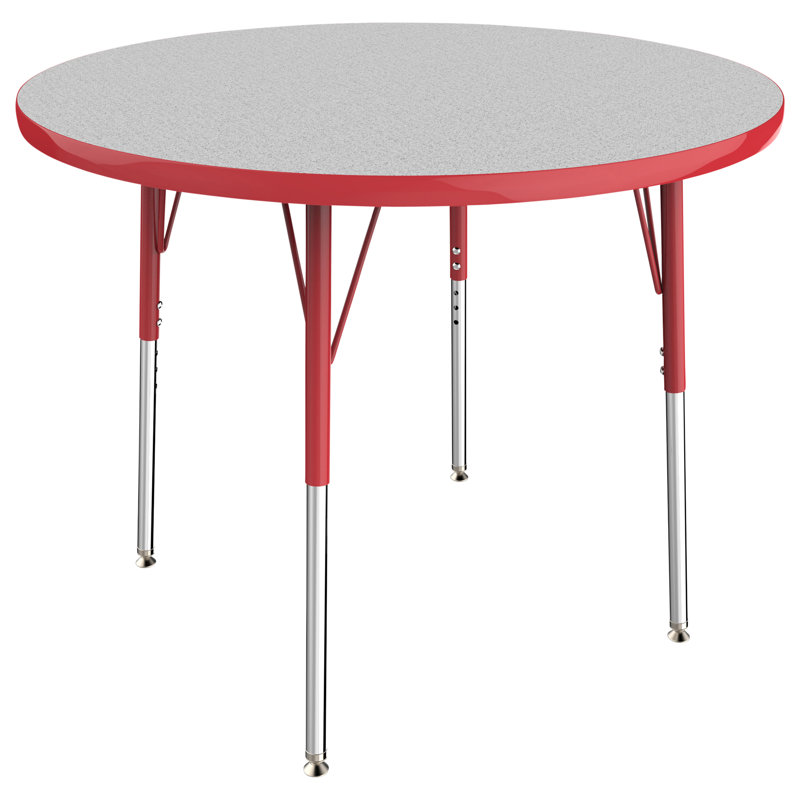 Table ronde à hauteur réglable, 36", Gris / rouge, Gris