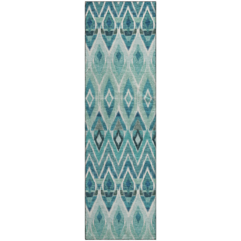 Premium Machine Washable Cerrito Teal Rug, Runner 2'3" x 7'6"