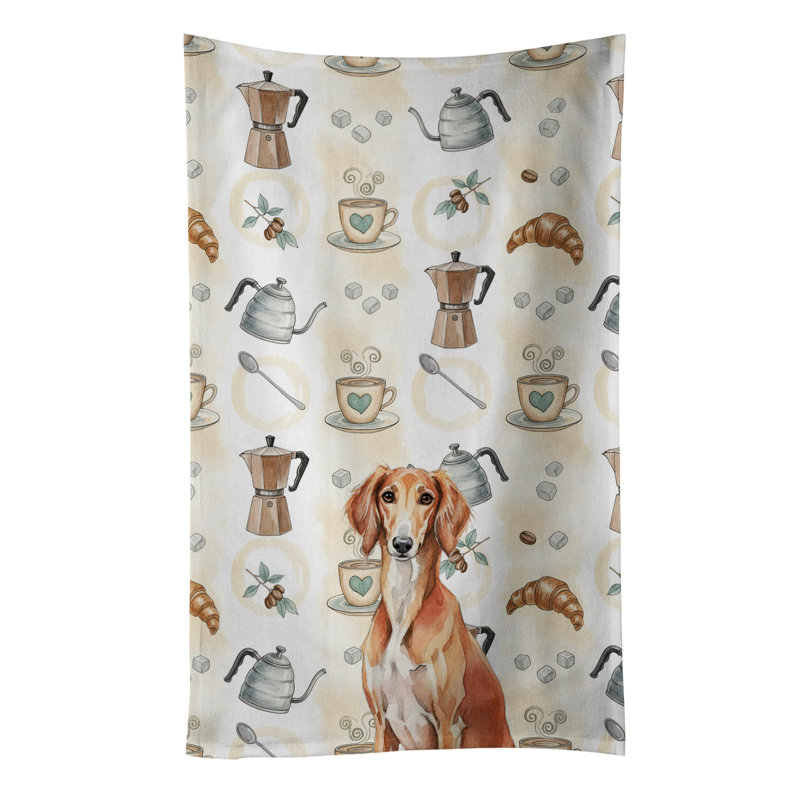 Red Saluki Coffee Bar Kitchen Towel, Red Saluki