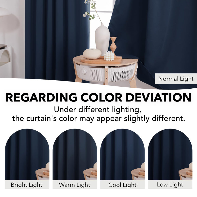 Darlington Room Darkening Curtain Pair, 52" W x 95" L, Navy Blue