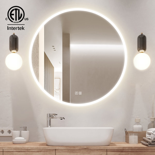 Miroir de salle de bain rond Naliyah, 48 po x 48 po