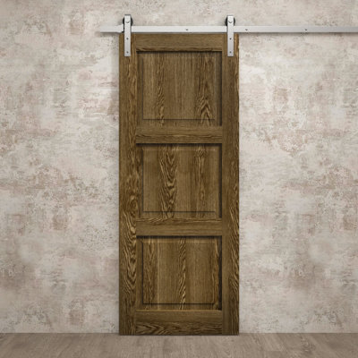 Modern Barn Door | Ego 5010 | Silver Rail Track Heavy Hardware Set | Solid Panel Interior Doors