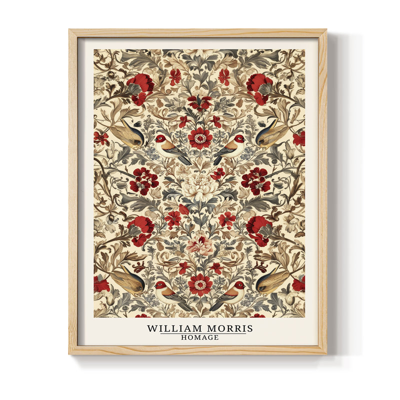 WM MORRIS Series CLXII Framed Print - Solid Wood, Natural, 11" H x 9" W