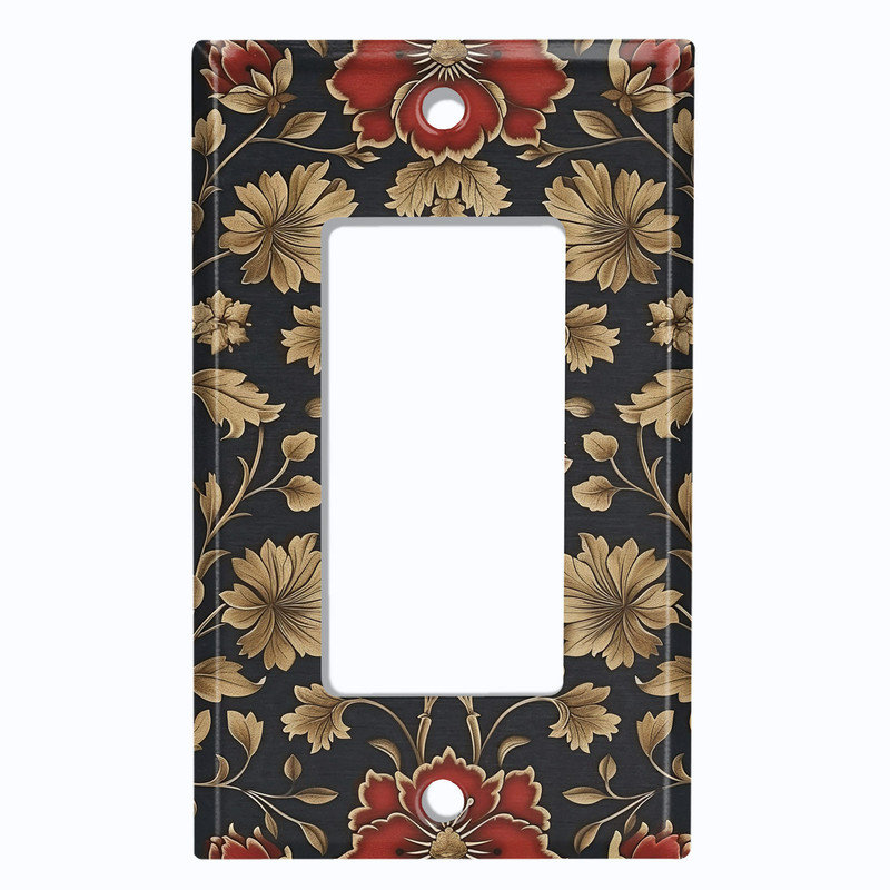 Couvercle de plaque d'interrupteur en métal; Fauteuil à bascule GFI 1 taille US standard - Image imprimée d'un motif damassé gothique