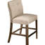Paire de chaises de comptoir avec dossier, repose-pieds et revêtement beige en mélange de bois gris