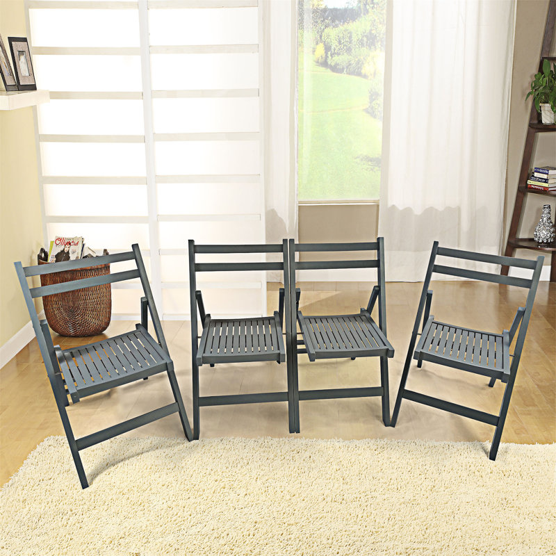 Ensemble de 4 chaises pliantes en bois, Gris