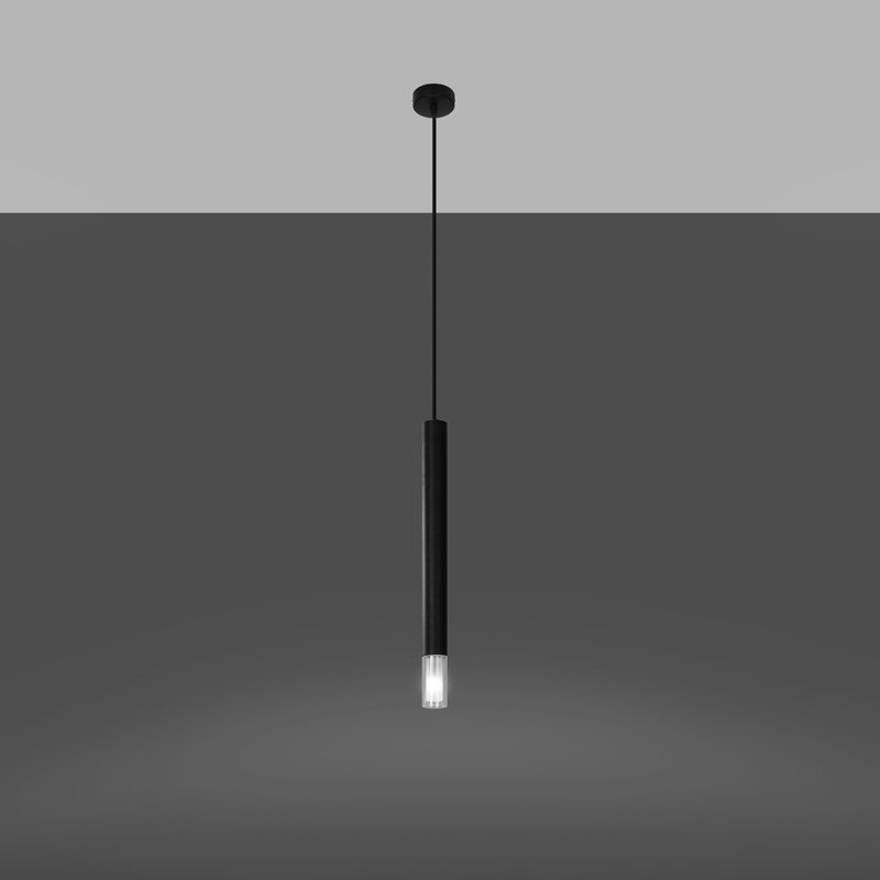 Wezyr 1 - Light Stainless Steel Cylinder Pendant, Black