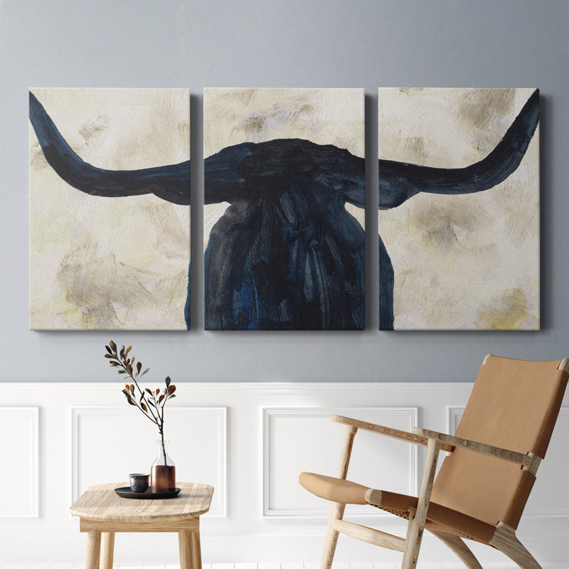 Ombre bleue II - toile tendue avec châssis de qualité supérieure - prête à être accrochée, H 48 po x l 96 po x P 1 po