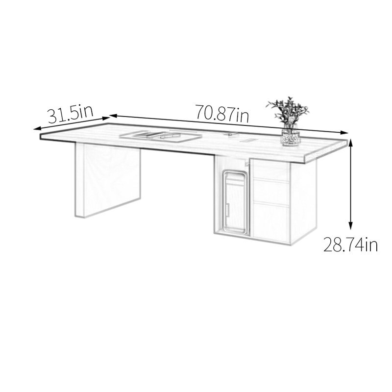Bureau de qualité supérieure en noyer, H 28,74 po x l 70,87 po x P 31,5 po