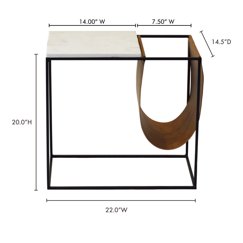 Nicholas Magazine Rack, Black/White/Brown