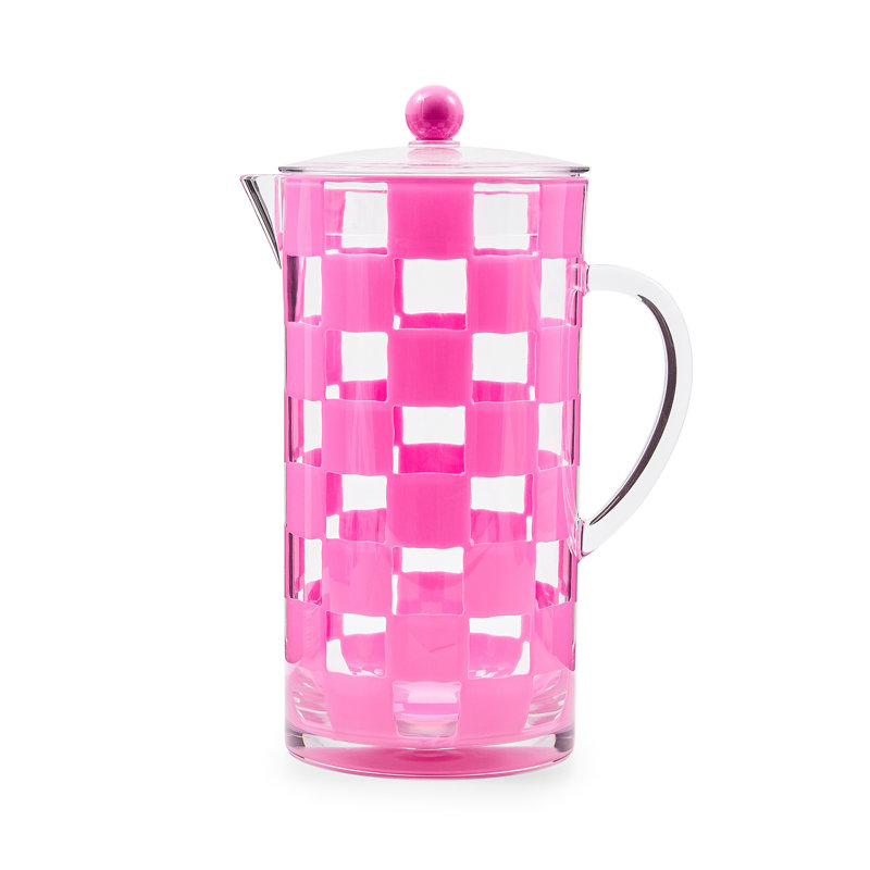 Pink Check Acrylic Pitcher, Pink/Clear