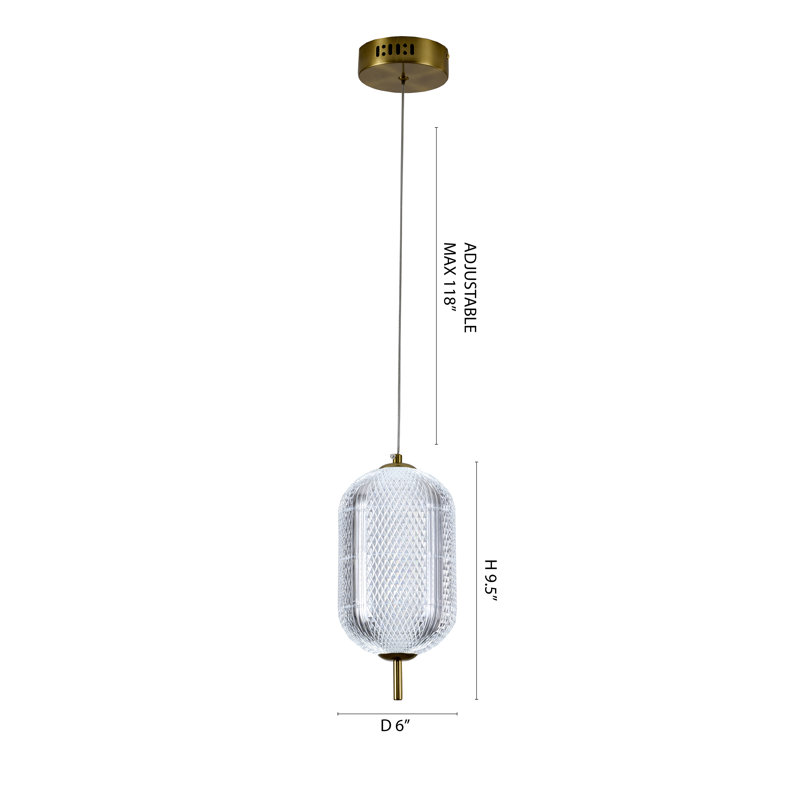 Luminaire suspendu en laiton 1 lumière DEL