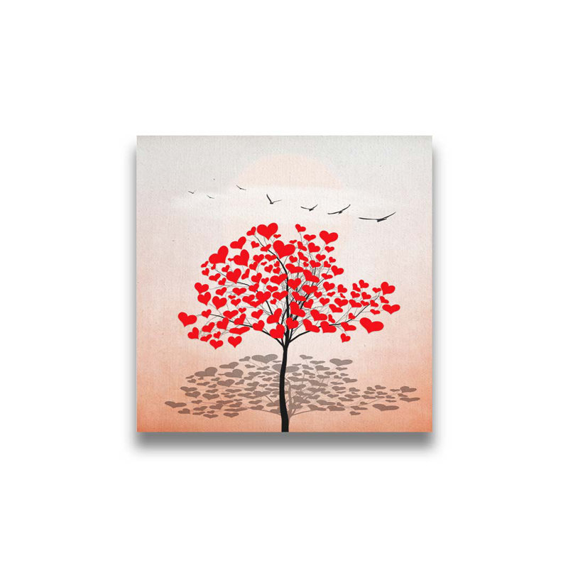 «Love Tree Shadow III» par Hal Halli. Impression sur papier - Montée et encadrée avec de l'acrylique transparent