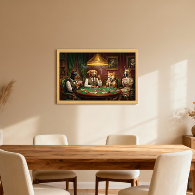 Fashion Dogs Playing Poker In Elegant Room