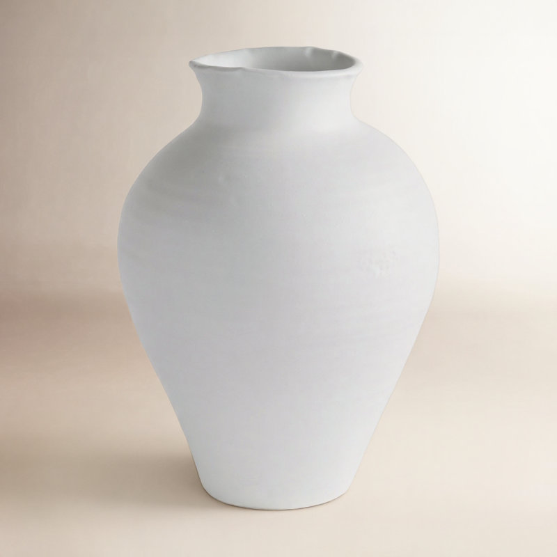 Ambretta Handmade Terracotta Table Vase, 16.75" H x 12" W x 12" D, White