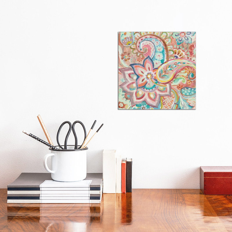Paisley Galore Crop by Danhui Nai - Wrapped Canvas Painting, 30.48 cm H x 30.48 cm W