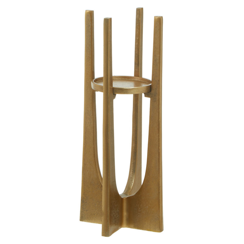 Kamakou Metal Tabletop Tealight Holder, Gold, 31cm H x 12cm W x 12cm D