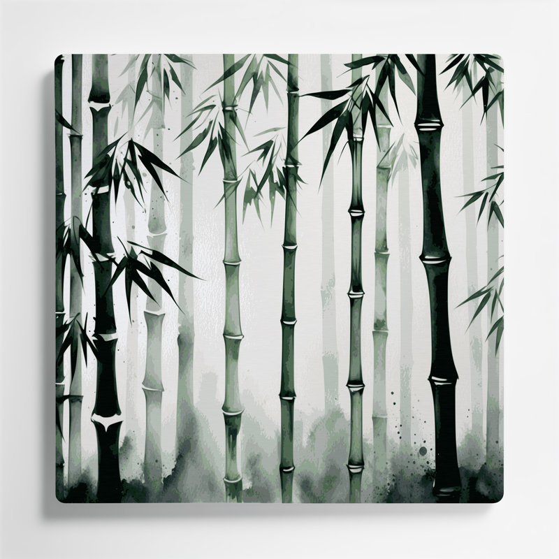 Art mural en métal botanique vert bambou, H 144 po x l 144 po x P 0,05 po