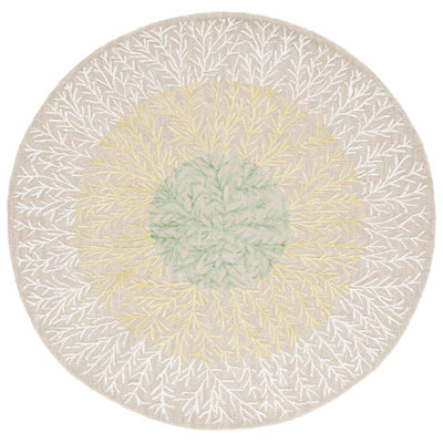 Soho Hand Tufted Wool/Cotton/Viscose Floral Rug in Beige/Yellow