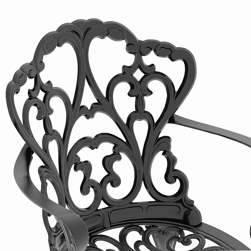 Ensemble de 7 pièces de mobilier de patio en aluminium coulé avec cadre noir et coussins de siège blanc cassé (identique à: W1710S00078)