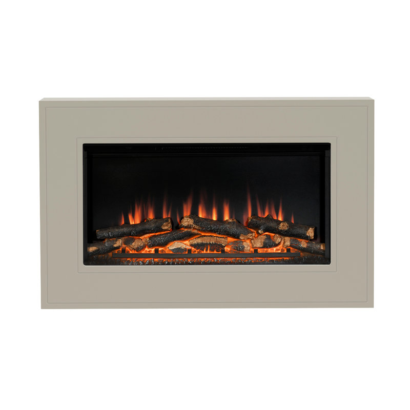 Albali Wall Mounted Timber Electric Fireplace, Stone