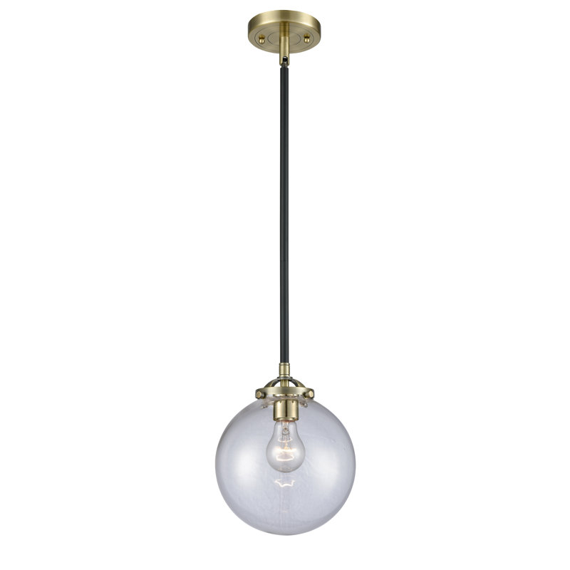 Luminaire suspendu sphère 1 lumière Zarmayr, Transparent, Ampoule non incluse, Laiton antique noir