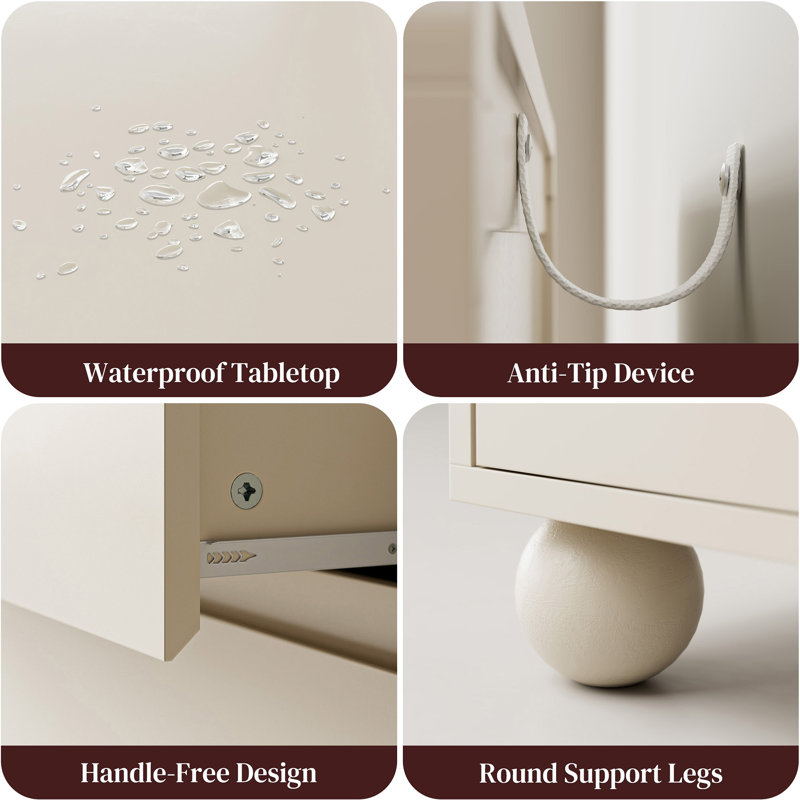 2-Drawer Nightstand, Set Of 2, Beige