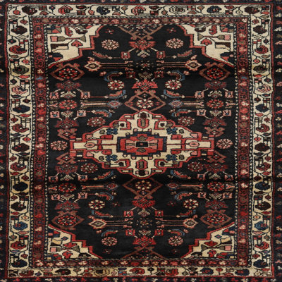Tapis noir/rouge/beige traditionnel Ganta