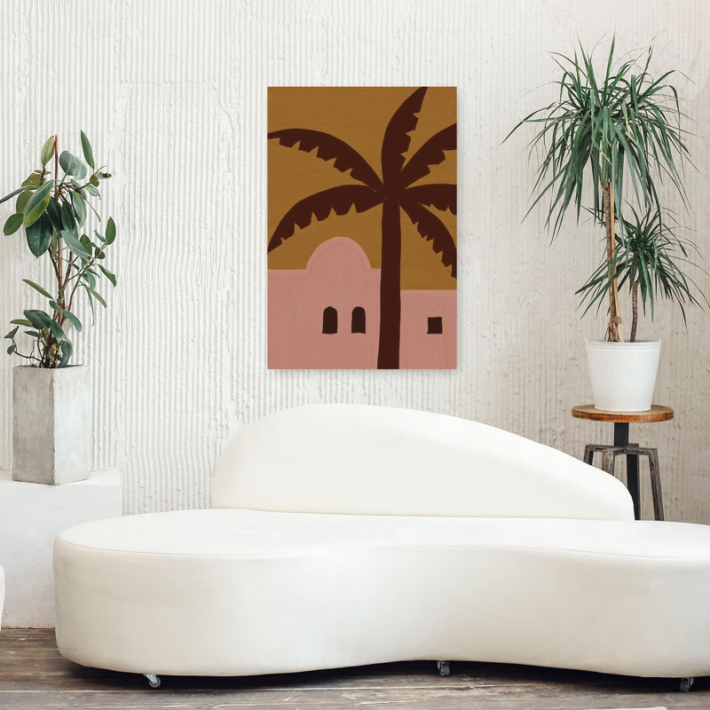Desert Palm Abode Abstract Modern Palm Tree Architecture Landscape Wall Art Print 1 Piece Wrapped Canvas Wall Art