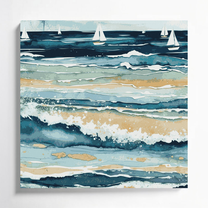 "Nautical Coastal Colors", art mural sur toile beige, H 12 po x l 12 po
