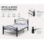 Lit plateforme en métal et bois avec tête de lit, intemporel, espresso, simple-22805922-56214411
