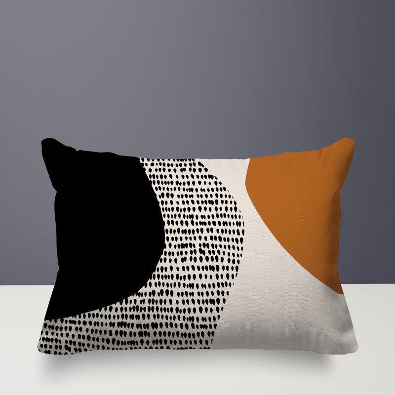 Coussin lombaire réversible intérieur / extérieur Vikka, H 18 po x l 25 po, Orange brûlé / noir / blanc cassé