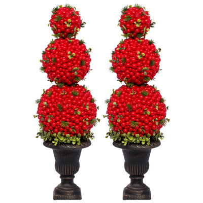 Triple Ball Berry Topiary, 23 Inches