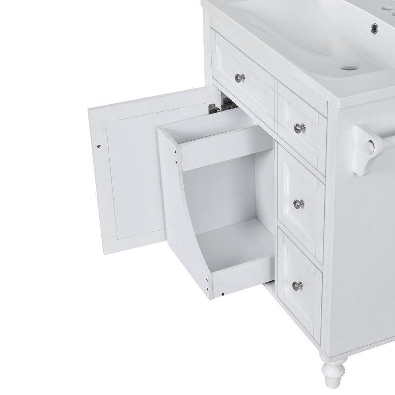 " modern bathroom vanity | 2 drawers & tip-out drawer | storage cabinet design | top sink not included | versatile