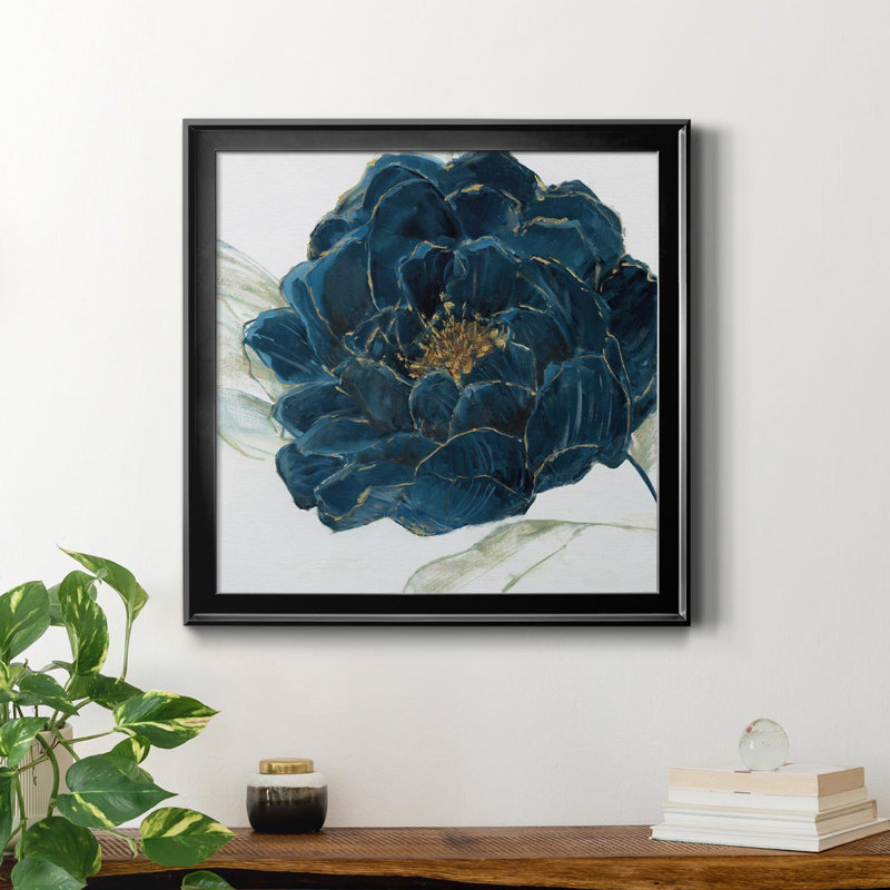 Velours fleuri - peinture sur toile encadrée, Cadre noir, H 30,5 po x l 30,5 po x P 1,5 po