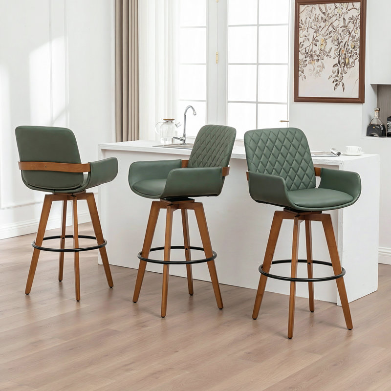 Tabourets de comptoir pivotants modernes (ensemble de 3), Vert, 3, Tabouret de bar 29,7 po