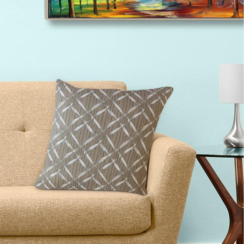 Coussin géométrique Taisce, 18 po x 18 po, Turquoise / Ivoire, Coussin décoratif