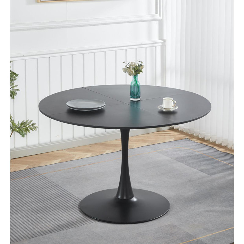 47,2 pouces table à manger ronde tulipe, table de bureau, table basse, 120 x 120 x 74 cm, noir