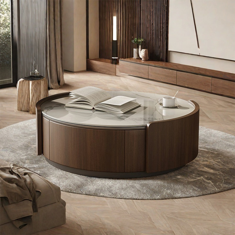 Table ronde légère et luxueuse, H 11,8 po x L 35,4 po x l 35,4 po