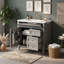 Meuble-lavabo simple avec comptoir en céramique et tiroirs de rangement-133528916
