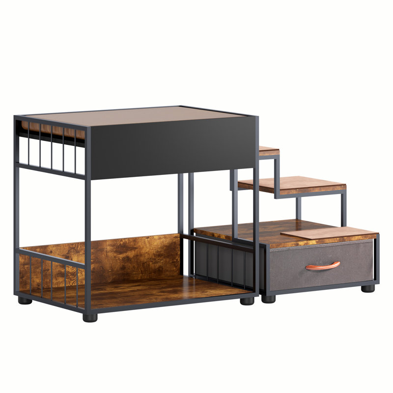 Black and Brown Multi-Level Dog Bed with Storage