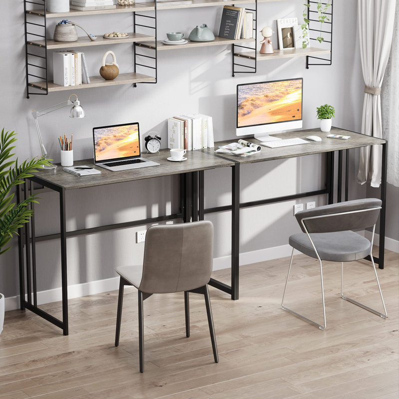 Metal Base Computer Desk, Black Oak/Black