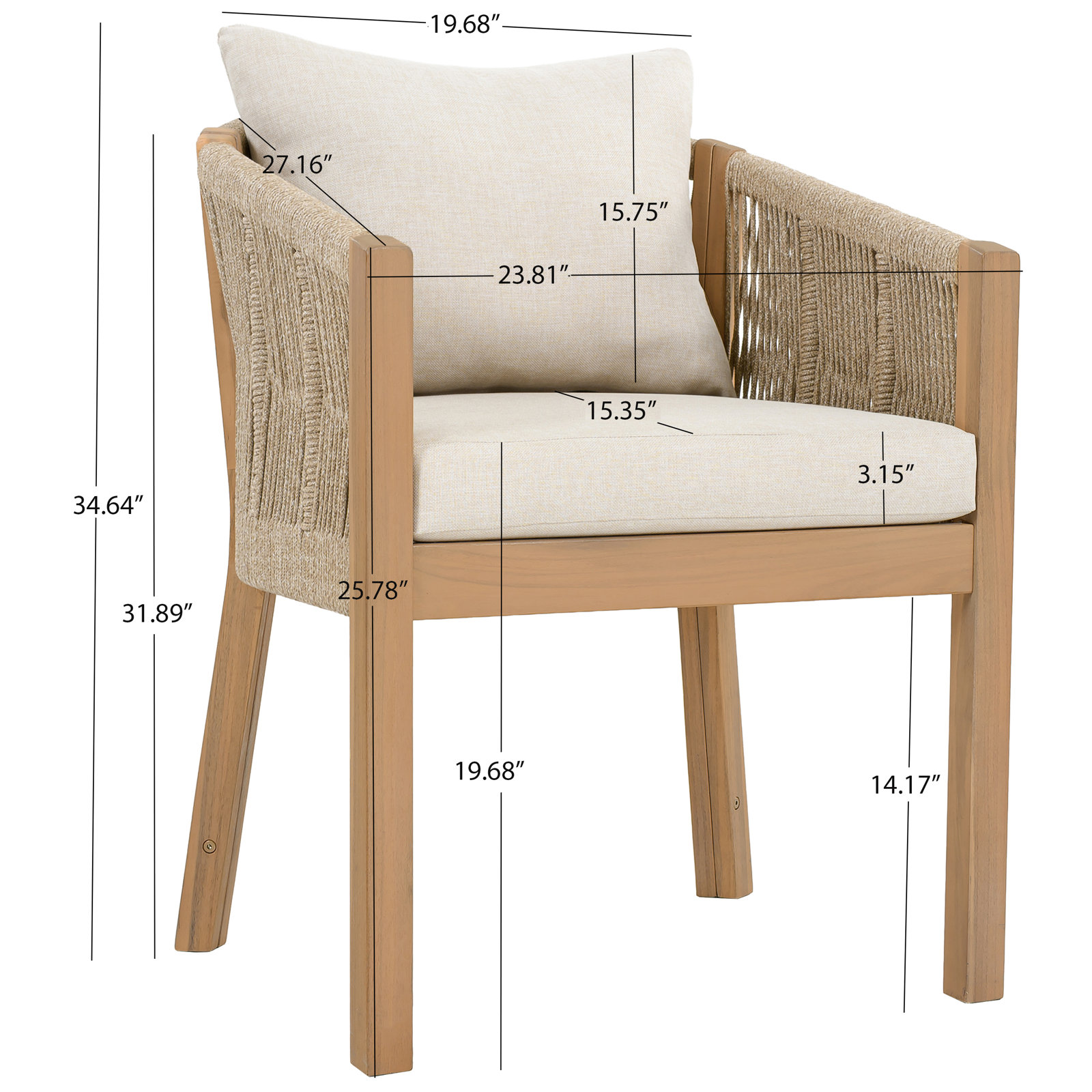 Acacia Patio Armchair, Taupe