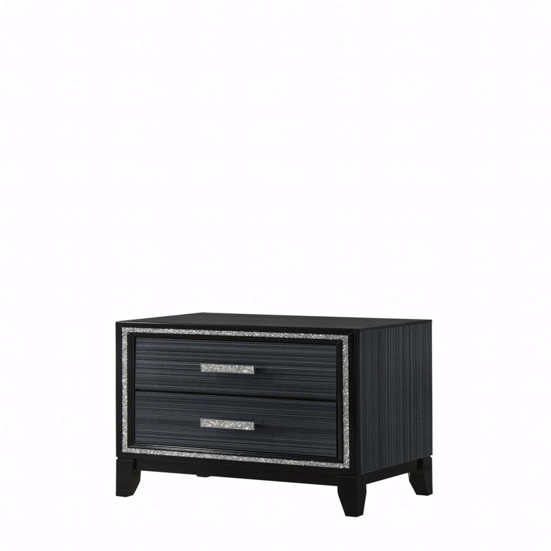 Weathered Black Finish Nightstand, Black