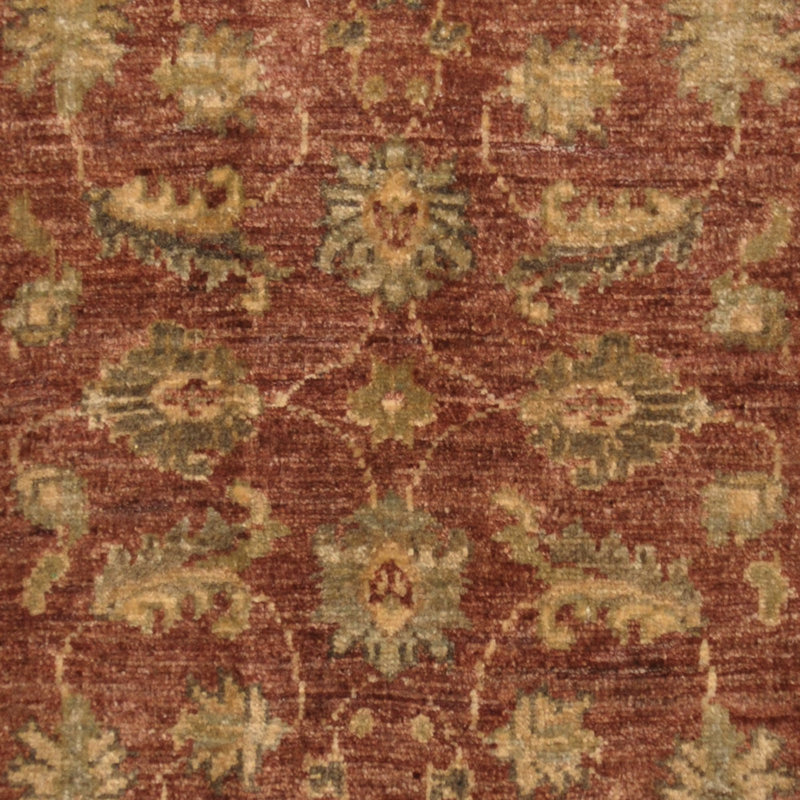Tapis bordeaux / beige en laine noué à la main de conception unique 2 pi x 3 pi Kazak