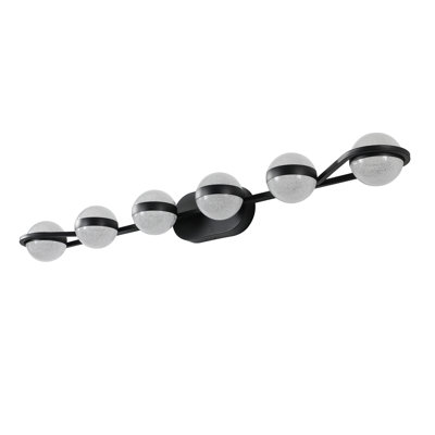 Luminaire de salle de bain minimaliste à DEL de 43 po avec abat-jour en acrylique sable cristal, luminaire mural décoratif à 6 lumières, convenant au miroir de meuble-lavabo