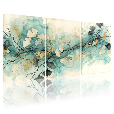 Ensemble de 3 toiles imprimées à l'aquarelle, style floral, pour la décoration du salon et de la chambre.