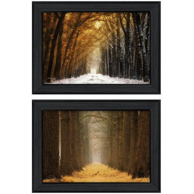 « golden forest path » par martin podt, ensemble de 2 reproductions d’art sur papier