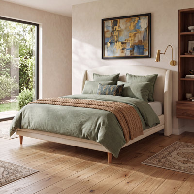 Lit plateforme tapissier California King Boucle