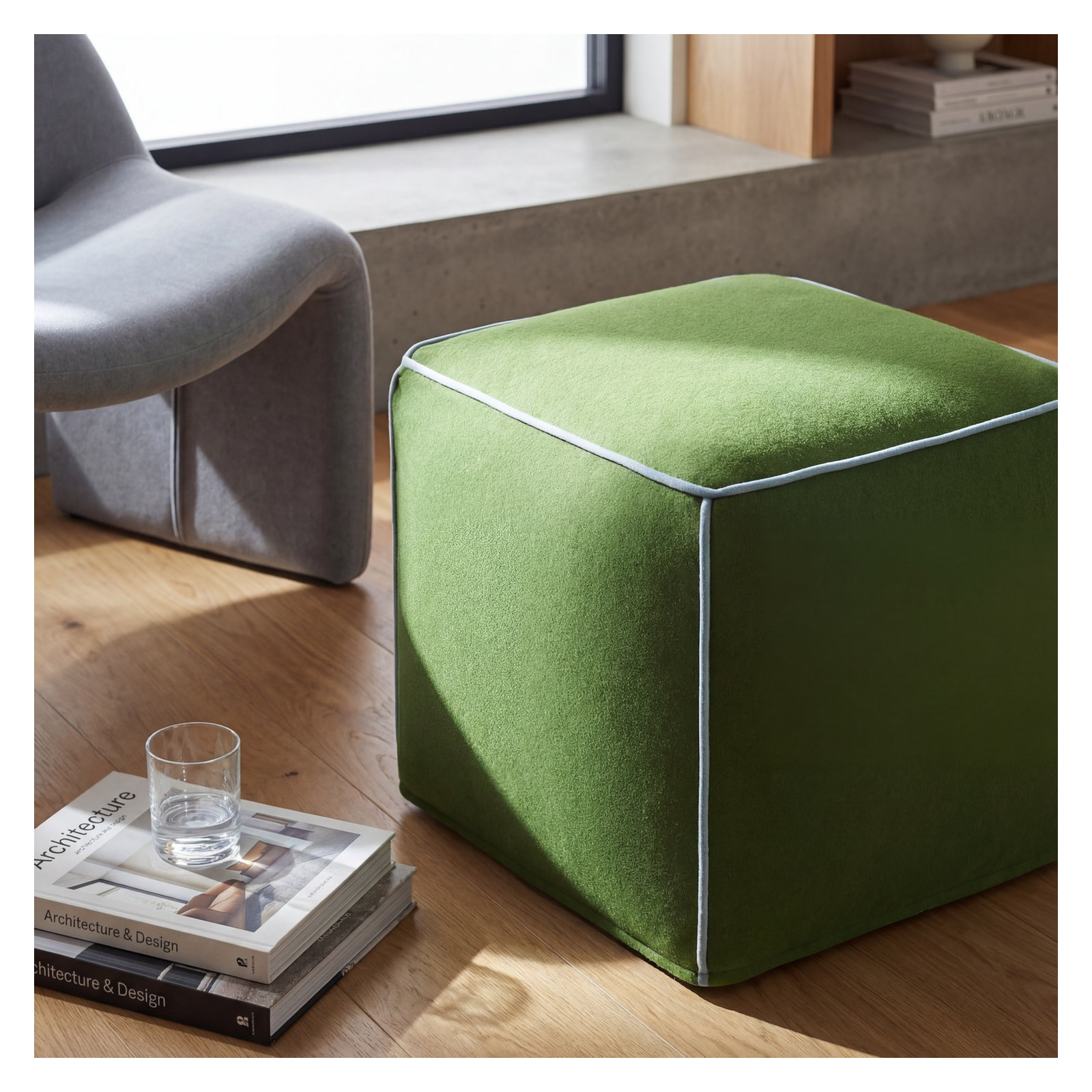 Ackerly Pouf, Green/Blue